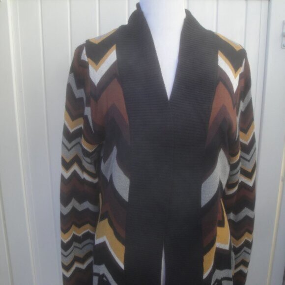 Missoni Cardigan Chevron Design Open Rayon Quality Knit Sweater Size Med - Picture 4 of 11